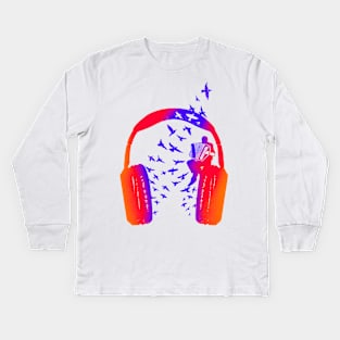 Headphone music Accordion Kids Long Sleeve T-Shirt